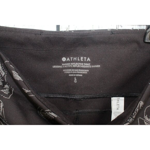 Athleta Rainier Reflective Tights Workout Yoga Aluna Bloom Black Large - Picture 8 of 11